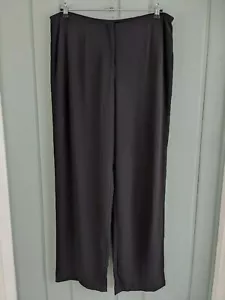 Eileen Fisher Womens Large Dress Pants Black Silk Straight Wide High Rise 40x36 - Picture 1 of 9