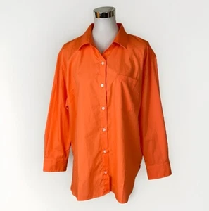 New! Banana Republic Size XL Long Sleeve Blouse Shirt Orange Cotton Classic - Picture 1 of 7