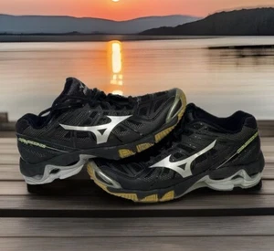 Mizuno Womens Sz W7 Wave Lightning RX2 Black Lace Up Low Top Volleyball Sneakers - Picture 1 of 10