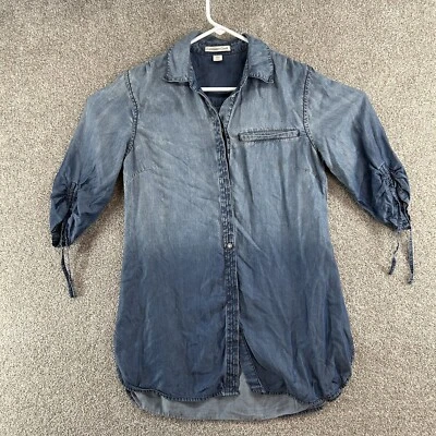 Coldwater Creek Women's Dress Size XS Blue Chambray 3/4 Sleeve Button Up Denim - Image 1 of 4