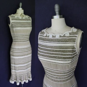 VTG OSCAR DE LA RENTA sequin lace tiered hourglass wiggle Cocktail Dress $3998 - Picture 1 of 10