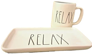 Rae Dunn Tray & Mug RELAX ❤️ Artisan Collection by Magenta New w/tags - Picture 1 of 7