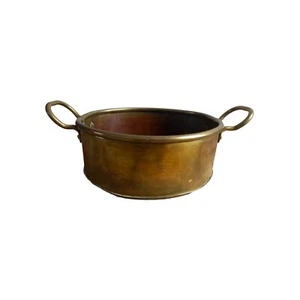 Vintage Brass Planter Pan Twin Handled.rolled Top.riveted Handles - Picture 1 of 10