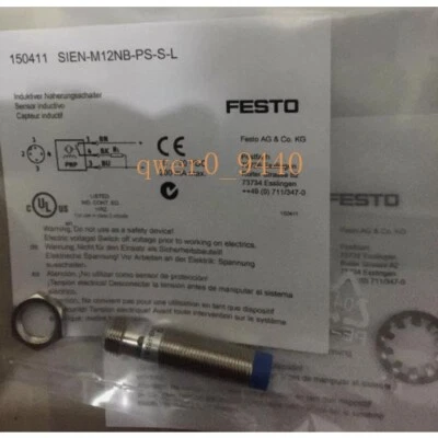 New One Festo SIEN-M12NB-PS-S-L 150411 Proximity Sensor Free Shipping - Image 1 of 2