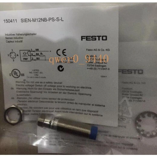 New One Festo SIEN-M12NB-PS-S-L 150411 Proximity Sensor Free Shipping - Image 1 of 2