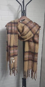 Quagga Women's Plaid Soft Wrap Scarf Blanket Fringe Polyester 74" x 21" Boho - Picture 1 of 6
