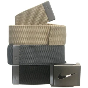 Nike Golf Belt - 3 PACK NIKE WEB BELT Black / Grey / Khaki - Universal sizes - Picture 1 of 5