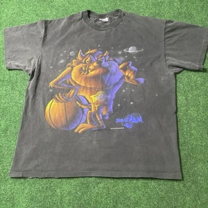 Vintage 1996 Space Jam Taz Tune Squad Shirt Black Single Stitch Hanes XL - Bild 1 von 11