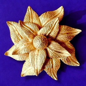 Hobe Blumen Brosche goldfarben signiert Vintage Lagenlook Maß Anstecknadel - Bild 1 von 9