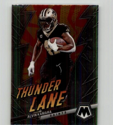 2023 Panini Mosaic Alvin Kamara Thunder Lane #TL-AK New Orleans Saints - Image 1 of 2