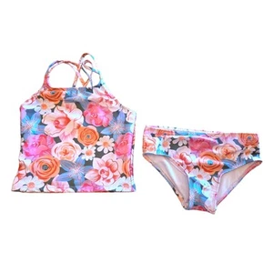 DotDotSmile Girls Size 8/10 Floral 2-Piece Tankini Swimsuit - Picture 1 of 7