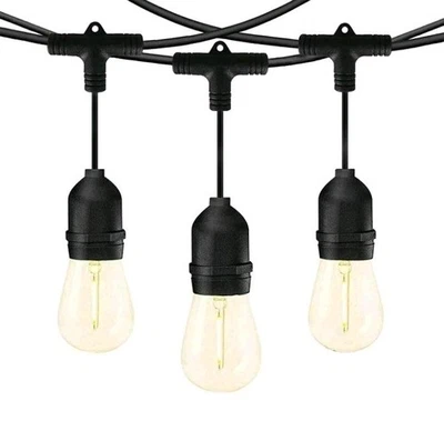 Catena luminosa esterno 10 Lampadine E27 LED cavo 10 mt IP65 impermeabile NERO - Immagine 1 di 3