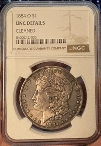 1884 O $1 Morgan Silver Dollar NGC UNC Details Cleaned Duel Sided Toner - Picture 1 of 2