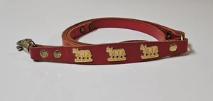 Schweizer rote Leder 40" Hundeleine Leine mit drei Kuh Messing Verzierungen  - Bild 1 von 16