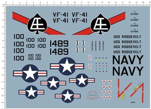 Detail Up 1/48 US Air Force USAF F4 Phantom VF41 VF-41 Fighter Model Kit Decal - Bild 1 von 1
