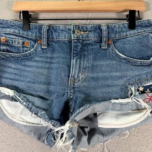 Lucky Legend Denim Jeans Low Rise Shorts Womens 6x28 Blue Lightwash Cowgirl 3" - Picture 1 of 18