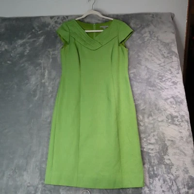 CLASSIQUES ENTIER Dress Womens 8 Cap Sleeve Linen Blend Sheath Belted Career - Image 1 of 4