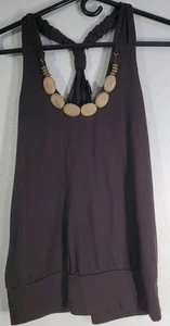 IZ Byer California Women's Tank Top Halter Y Back Scoop Neck Sz: Medium Brown - Picture 1 of 15