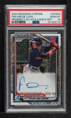 2024 Bowman Chrome Prospect HTA Choice Refractor /150 Fraymi De Leon PSA 10 Auto - Image 1 of 2