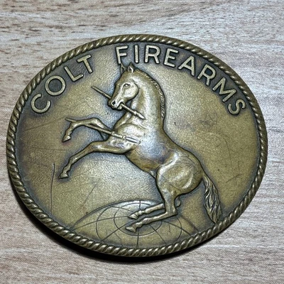 Vintage Colt Firearms Rampant Colt Belt Buckle Brass 3” - Image 1 of 4