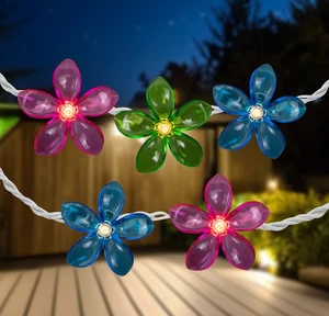 Northlight Juego de 10 Luces Rosa, Azul Verde Flor Patio Jardín Novedad 2.5 - Imagen 1 de 5