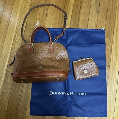 Dooney And Bourke Carmel Pebble Grain Domed Satchel/Large Framed Purse Set - Image 1 of 4