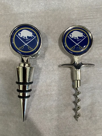 Buffalo Sabres Wine Corkscrew and Stopper Set . New NHL Bills Fan Gift Stainless Cover