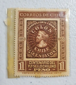 Correos de Chile Colon Chile 1853-1953 1 Peso Briefmarke 06/286 - Bild 1 von 3