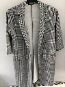 Ladies Stylewise Black/white Duster Jacket Size 10. - Picture 1 of 3