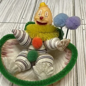 Vintage Island Shell Novelties Clown 4 Inches Shell Art - Picture 1 of 8
