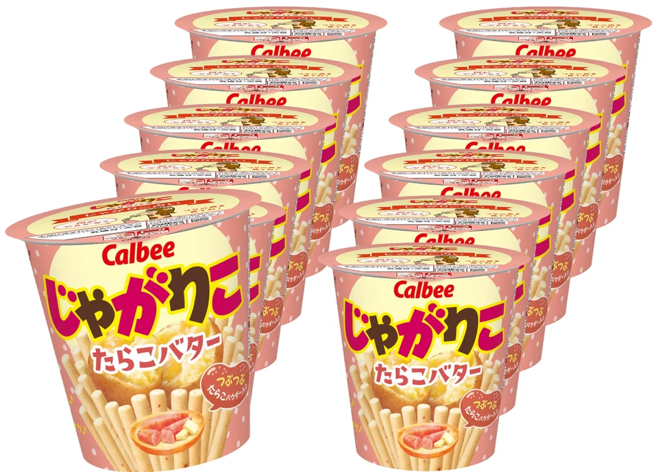Calbee Jagariko Tarako Mantequilla Patatas Palitos 52g x12 Tazas - Juego de Snack Japonés Foto 1 de 1