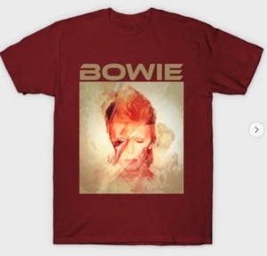 David Bowie Short Sleeve T-shirt Mens Unisex S-3XL Burgundy Fan Art - Picture 1 of 2