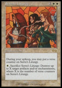 MTG Magic - Serra's Liturgy - Urza's Saga - Rare - NM - Picture 1 of 1