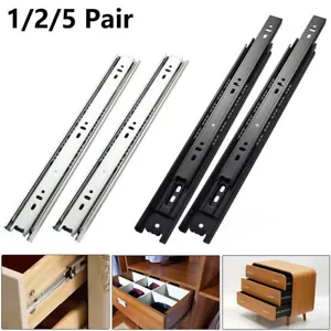 1/2/5 Pairs Ball Bearing Drawer Slides Full Extension Rails 10-16" Silver/Black - Picture 1 of 18