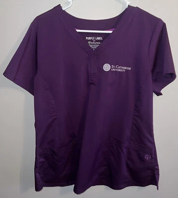 Large Purple Label by Healing Hands Scrubs Top St. Catherines Barely Used - Image 1 of 4