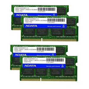 ADATA 32GB Kit (4x 8GB) DDR3L 1600MHz PC3L-12800S CL11 Laptop Memory SODIMM RAM - Picture 1 of 9