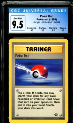 1999 Pokemon TCG Poke Ball Jungle Unlimited 64/64 CGC 9.5 MINT+ w/ Subgrades - Image 1 of 2