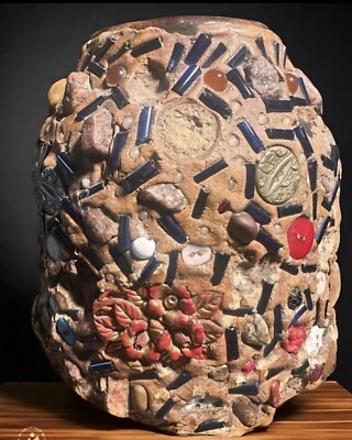 AFRICAN AMERICAN OLD FOLK ART STONEWARE MEMORY JUG  / MEMORY CROCK - Image 1 of 4