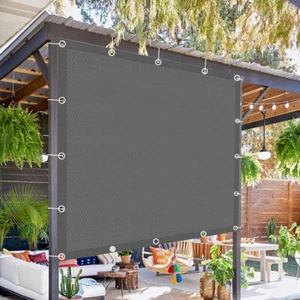 10' x 16' Shade Cloth Cover Privacy Screen Canopy 90% UV Block W/Grommets Gray - Picture 1 of 5