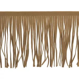 2 Yards 4 Inch PU Leather Fringe Trim DIY Tassel Fringe for Sewing, Gray Brown - Picture 1 of 6