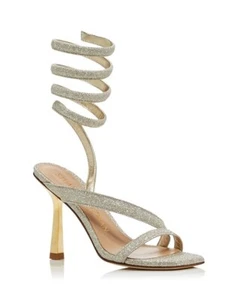 Stuart Weitzman Beatrix 100 Wrap Sandals Women's Size 8B Fig-Fine Glitter S0447 - Picture 1 of 13