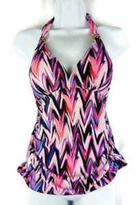 Swimsuits For All Pink Halter Tankini Swimsuit Top Size 6 Underwire Padded Cup - Picture 1 of 8