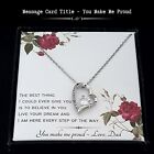 From Dad To Daughter - 14k White Gold Finish Heart Necklace - Message Card