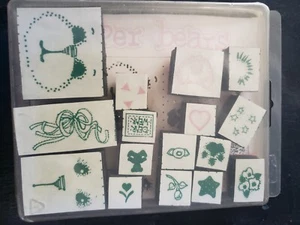 Juego de 16 sellos de goma de oso Annette Watkins de oso de papel - Imagen 1 de 3