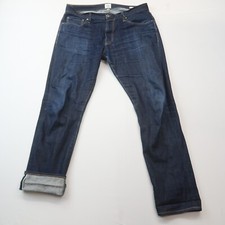 Flint and Tinder Slim Fit Selvedge Jeans Mens 36 Dark Wash Blue 32.5" Inseam USA