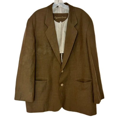 Silk And Linen Mens XL Blazer Silk Lining Cypress Grove office wear preppy ivy - Image 1 of 4