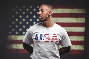 Camicia bandiera USA stile vintage camicie Memorial Independence giorno 4 luglio camicia - Foto 1 di 12