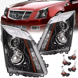 2PCS Halogen Black Headlights Projector w/Bulbs For Cadillac CTS 2008-2014 2015 - Picture 1 of 24