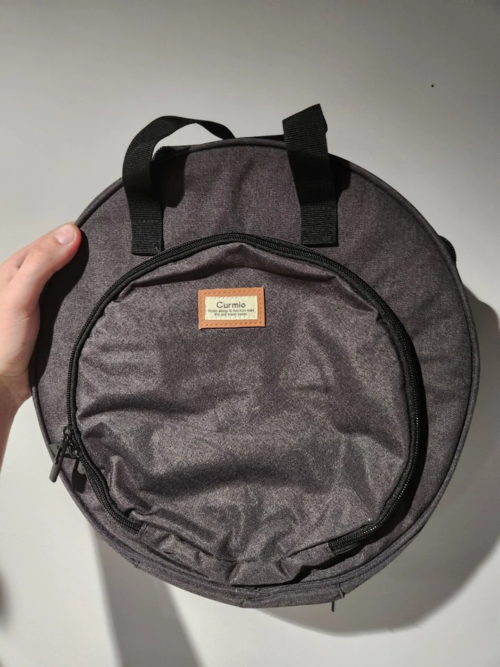 Curmio Round Embroidery Travel Bag, 13"Gray, W/O Tag, Fast Ship, GREAT Condition - Image 1 of 4