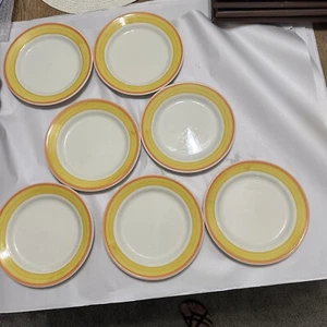 Homer Laughlin 7 Salad Plates MARTIQUES Yellow Orange Restaurant Diner Ware - Picture 1 of 6
